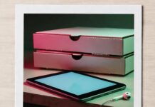 Top Tablets to Buy in 2025: Reviews of the Best Models Polaroid of cluttered Philly kitchen counter with tablet, pizza boxes, earbuds, doodled hand.