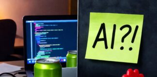 Biggest Tech Industry News You Need to Know This Month Messy desk with glowing laptop, crumpled cans, neon "AI?!" note, rubber chicken with USB.