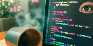 AI Development: What Skills You Need to Succeed in 2025 Coffee spills on laptop with code, sticky note reads "prompt engineering???", neon binary doughnuts float.