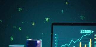 Top 10 Tech Jobs That Will Pay Big in 2025 Exhausted worker's desk, Red Bull, "$250k+" goal.