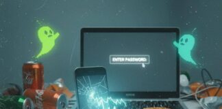 Tech Security Tips: How to Protect Your Data in 2025 Cracked phone screen, burger, laptop, sneaker on USB.