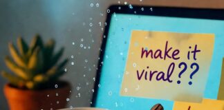 Unlock the Power of AI Content Creators to Boost Your Business Half-empty coffee mug with lipstick smudge, laptop glowing on "make it viral??" Post-its.