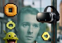 Virtual Reality vs. Augmented Reality: What’s the Difference in 2025? Glitched AR overlay on Brooklyn coffee counter, VR headset dangling, pixelated bagels, Pokémon photobomb.